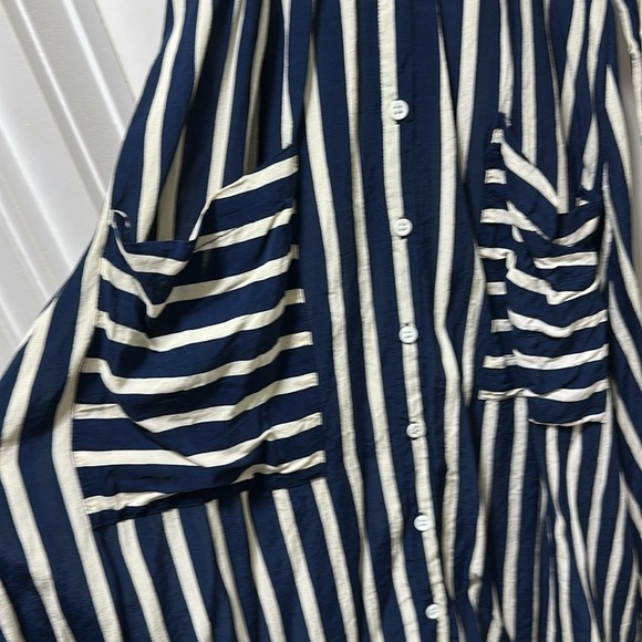 Faithfull the Brand Striped Open Back Milan Midi Dress Navy White Size S/4 - Picture 8 of 11